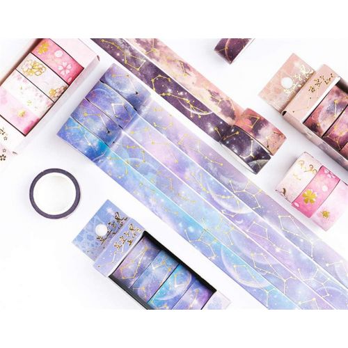  Brand: LucaSng LucaSng Washi Tape Set, 12 Rollen, Masking Tape Sternenhimmel Sternbild Kirschbluete Klebebander Set Dekoband fuer DIY Scrapbooking Journal