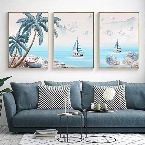  Brand: LucaSng LucaSng Diamond Painting Set, Colour Beach Coconut 5D Diamond Painting Drawing Full Drill Large DIY Embroidery Cross Stitch Cross Stitch Decoration Living Room Bedroom