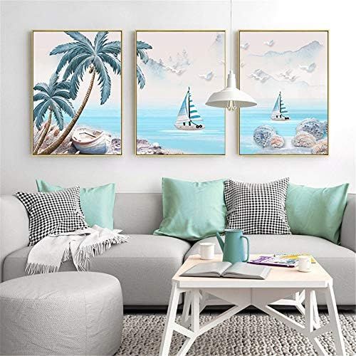  Brand: LucaSng LucaSng Diamond Painting Set, Colour Beach Coconut 5D Diamond Painting Drawing Full Drill Large DIY Embroidery Cross Stitch Cross Stitch Decoration Living Room Bedroom