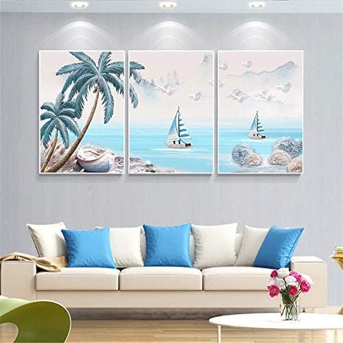  Brand: LucaSng LucaSng Diamond Painting Set, Colour Beach Coconut 5D Diamond Painting Drawing Full Drill Large DIY Embroidery Cross Stitch Cross Stitch Decoration Living Room Bedroom