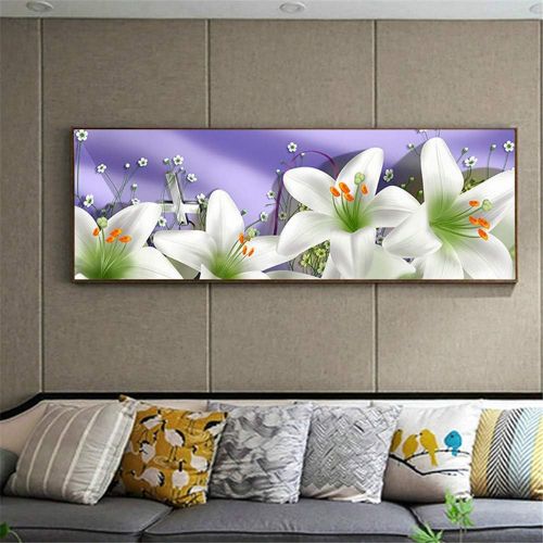  Brand: LucaSng LucaSng Lily Flower Diamond Painting, 5D Diamond Painting Drawing Full Drill Large DIY Embroidery Cross Stitch Cross Stitch Decoration Living Room Bedroom