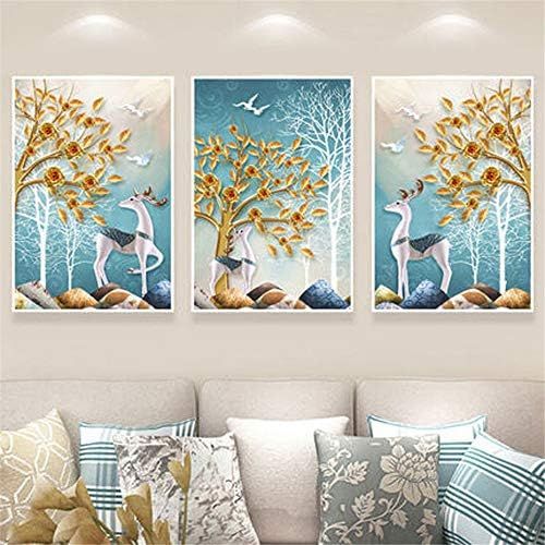  Brand: LucaSng LucaSng DIY 3PCS 5D Diamond Painting Pictures Full Set - Kitz and Tree - Full Drill Diamond Painting Painting with Round Diamonds, 150*70cm