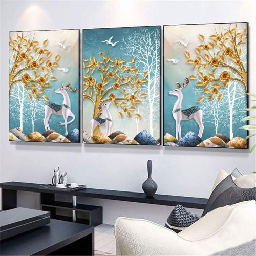  Brand: LucaSng LucaSng DIY 3PCS 5D Diamond Painting Pictures Full Set - Kitz and Tree - Full Drill Diamond Painting Painting with Round Diamonds, 150*70cm