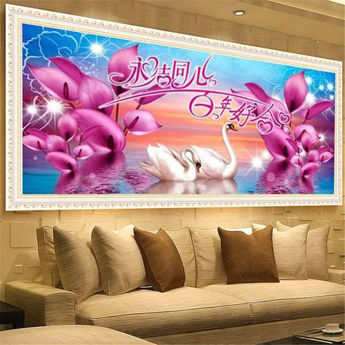  Brand: LucaSng LucaSng 5D Diamond Painting Set Full Drill Large Pictures Love Swan Mosaic Adhesive Pictures Adult DIY Diamond Painting Cross Stitch Embroidery Pictures Design