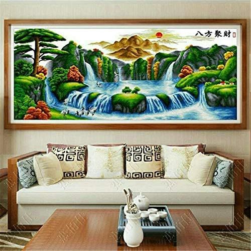  Brand: LucaSng LucaSng 5D Diamond Painting Kit, DIY Diamond Painting Set Full Large Crystal Guest Welcome Pine Flowing Water Diamond Embroidery Cross Stitch Arts Craft for Home Wall Decor