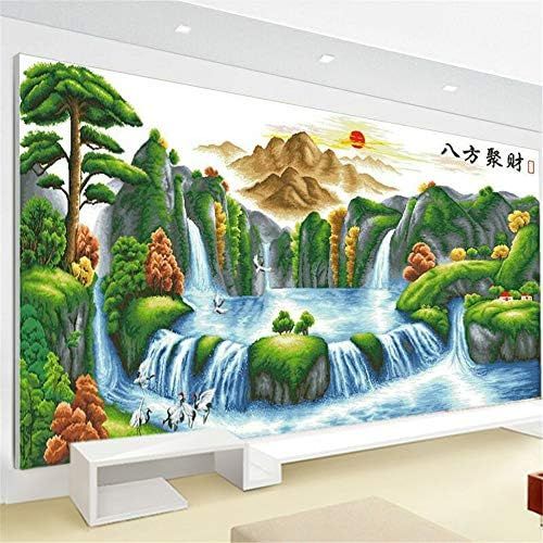  Brand: LucaSng LucaSng 5D Diamond Painting Kit, DIY Diamond Painting Set Full Large Crystal Guest Welcome Pine Flowing Water Diamond Embroidery Cross Stitch Arts Craft for Home Wall Decor