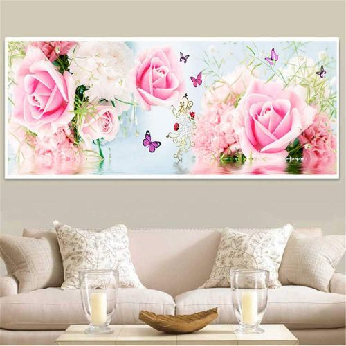  Brand: LucaSng LucaSng 5D DIY Diamond Painting Set Full Drill Rose Flower Crystal Embroidery Diamond Decoration Large for Home Wall Decor