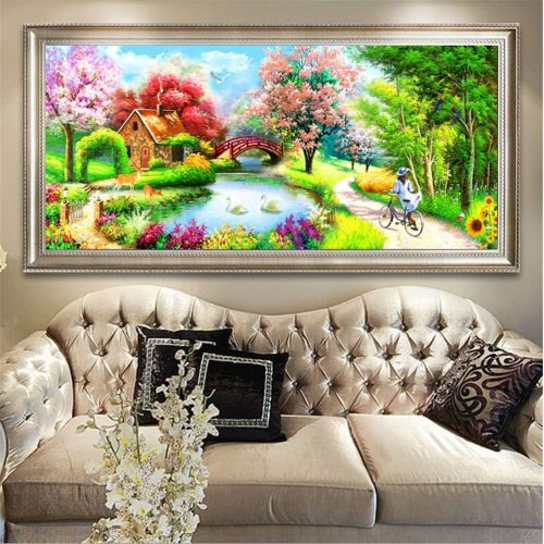  Brand: LucaSng LucaSng DIY 5D Diamond Painting Kits, Painting Home Wall Decor Painting Cross Stitch Diamond Decoration Large Full Set - Small Bridge Flowing Water