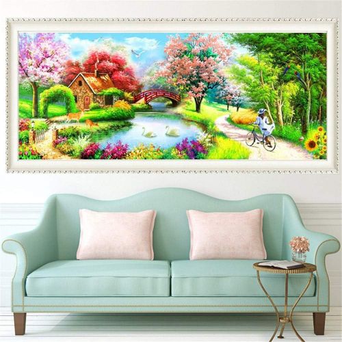  Brand: LucaSng LucaSng DIY 5D Diamond Painting Kits, Painting Home Wall Decor Painting Cross Stitch Diamond Decoration Large Full Set - Small Bridge Flowing Water