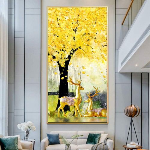  Brand: LucaSng LucaSng DIY 5D Diamond Painting Crystal Rhinestone Embroidery Large Pictures Art Crafts for Home Wall Decor Full Drill - Lucky Tree and Kick