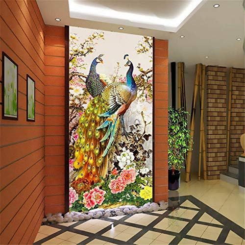  Brand: LucaSng LucaSng Diamond Painting Set 5D Diamond Painting Set Full Embroidery Large Pictures DIY Living Room Decor Wall Sticker - Peacock and Peony, 70*120cm