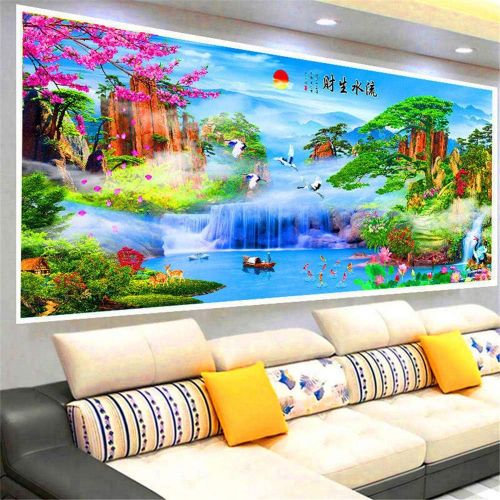  Brand: LucaSng LucaSng DIY 5D Diamond Painting Full Drill Set, Diamond Painting Decoration for Home Wall Decor(Waterfall in the Mountains Water Flowing Over Stones in Green Wood)