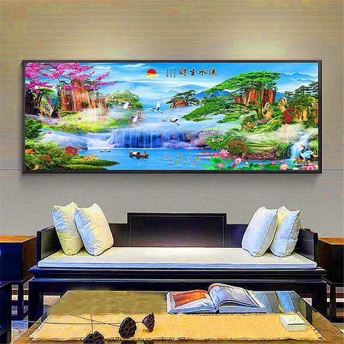  Brand: LucaSng LucaSng DIY 5D Diamond Painting Full Drill Set, Diamond Painting Decoration for Home Wall Decor(Waterfall in the Mountains Water Flowing Over Stones in Green Wood)