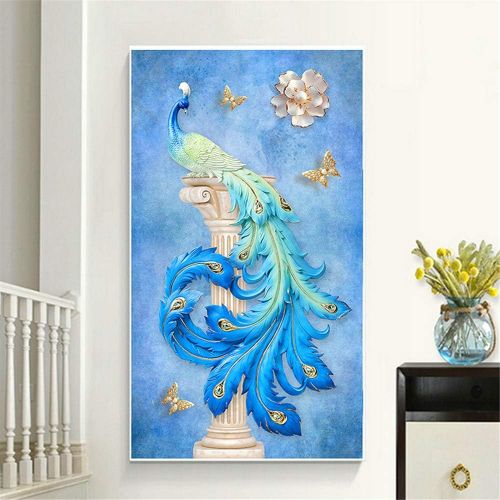  Brand: LucaSng LucaSng DIY 5D Diamond Painting Full Set Peacock Pattern Handmade Adhesive Picture Diamonds Painting Full Drill Large Cross Stitch Wall Decoration