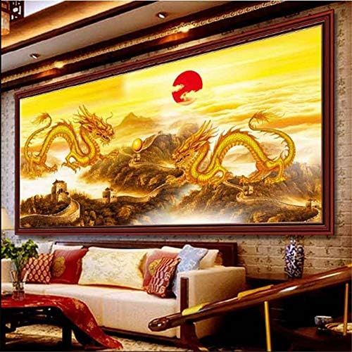  Brand: LucaSng LucaSng 5D Diamond Painting Double Dragon Full Drill, DIY Embroidery Painting Cross Stitch Diamond Decoration, Crystal Embroidery Cross Stitch Arts Craft Decor