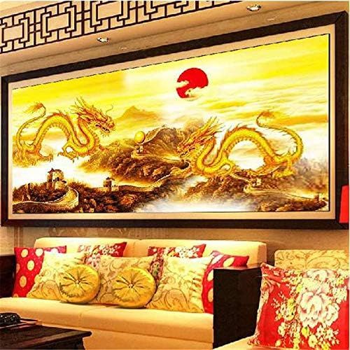  Brand: LucaSng LucaSng 5D Diamond Painting Double Dragon Full Drill, DIY Embroidery Painting Cross Stitch Diamond Decoration, Crystal Embroidery Cross Stitch Arts Craft Decor