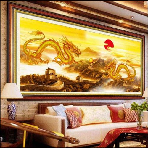  Brand: LucaSng LucaSng 5D Diamond Painting Double Dragon Full Drill, DIY Embroidery Painting Cross Stitch Diamond Decoration, Crystal Embroidery Cross Stitch Arts Craft Decor