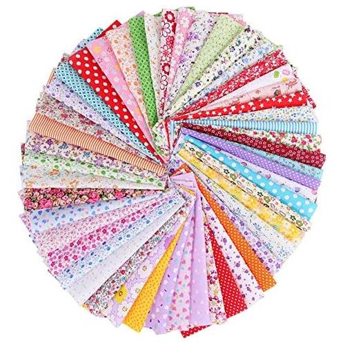  Brand: LucaSng LucaSng 50 Stueck 25 cm x 25 cm Blumenmuster Bedruckte Oberseite Baumwolle Stoffbuendel Quadrate Quilten Nahen Patchwork Tuecher DIY Scrapbooking Kunst