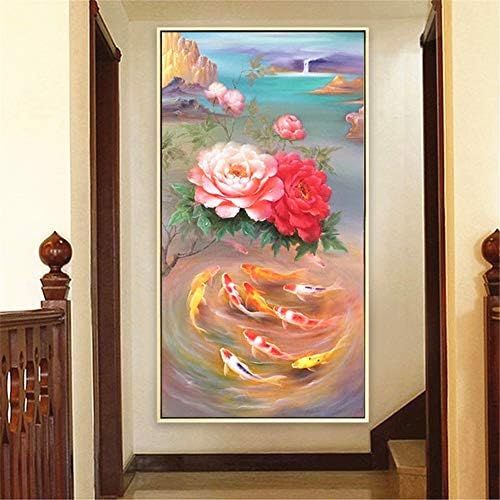  Brand: LucaSng LucaSng DIY 5D Diamanten Malerei Kits, Full Bohrer Diamond Painting Pfingstrose Fisch Crystal Strass Stickerei Handgemachtes Klebebild Wanddekoration (80 x 150 cm)