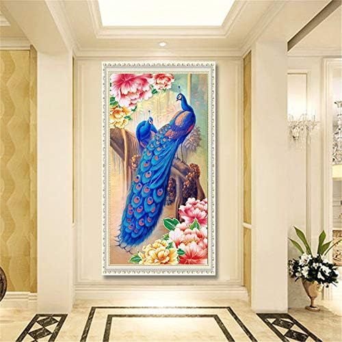  Brand: LucaSng LucaSng 5D DIY Diamond Painting Kit, Blue Peacock Full Drill Diamond Painting Set, Crystal Rhinestone Cross Stitch Embroidery Handmade Adhesive Picture Wall Decoration, 80 x 160 cm