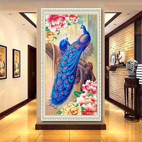  Brand: LucaSng LucaSng 5D DIY Diamond Painting Kit, Blue Peacock Full Drill Diamond Painting Set, Crystal Rhinestone Cross Stitch Embroidery Handmade Adhesive Picture Wall Decoration, 80 x 160 cm