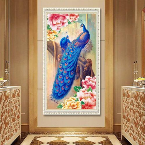  Brand: LucaSng LucaSng 5D DIY Diamond Painting Kit, Blue Peacock Full Drill Diamond Painting Set, Crystal Rhinestone Cross Stitch Embroidery Handmade Adhesive Picture Wall Decoration, 80 x 160 cm