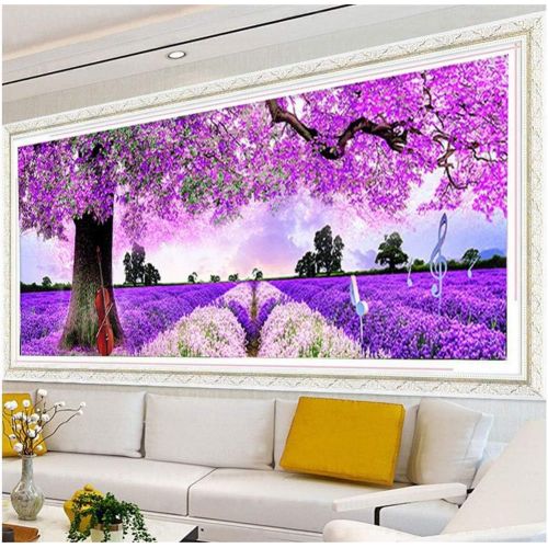  Brand: LucaSng LucaSng Lavendel DIY 5D Diamant Malerei Kits, Diamond Painting Home Wand Decor Gemalde Kreuzstich Dekoration Wanddekoration Full Bohrer (180 * 55cm)