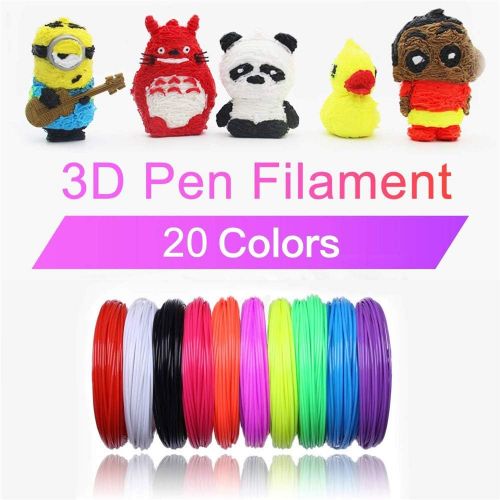  Brand: LucaSng LucaSng 3D Stift Filament, 20 Farben je 10M,200M/656FT,1,75mm PLA Filament fuer 3D Drucker Stift Kinder (Zufallige 20 Farben)