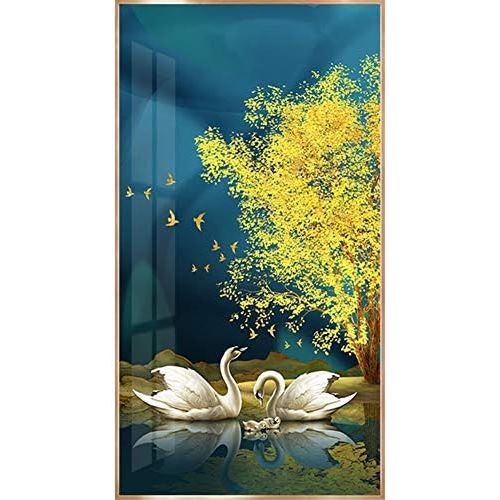  Brand: LucaSng LucaSng DIY 5D Diamond Painting Set Golden Swan Diamond Painting Kit Rhinestone Cross Stitch Embroidery Pictures Hanwork Wall Deocr for Home Wall, 70 x 130 cm