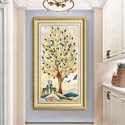  Brand: LucaSng LucaSng Diamant Painting Kit Full Bohrer, Gluecklicher Baum, Diamond Painting Crystal Strass Stickerei Handgemachtes Klebebilder fuer Wohnzimmer (80 x 150 cm)