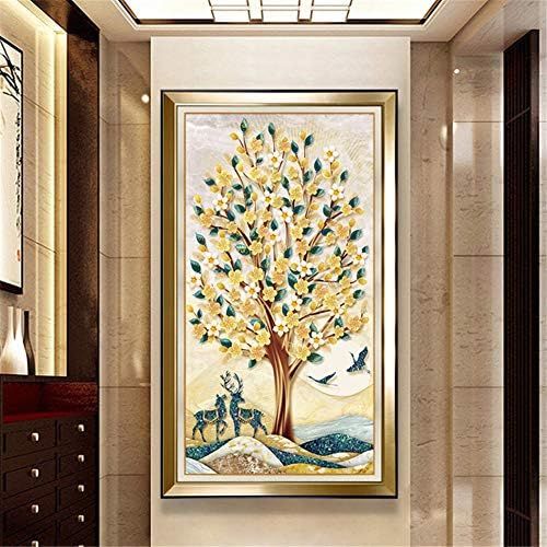  Brand: LucaSng LucaSng Diamant Painting Kit Full Bohrer, Gluecklicher Baum, Diamond Painting Crystal Strass Stickerei Handgemachtes Klebebilder fuer Wohnzimmer (80 x 150 cm)