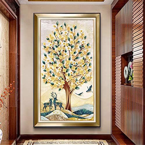  Brand: LucaSng LucaSng Diamant Painting Kit Full Bohrer, Gluecklicher Baum, Diamond Painting Crystal Strass Stickerei Handgemachtes Klebebilder fuer Wohnzimmer (80 x 150 cm)