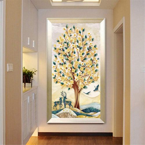  Brand: LucaSng LucaSng Diamant Painting Kit Full Bohrer, Gluecklicher Baum, Diamond Painting Crystal Strass Stickerei Handgemachtes Klebebilder fuer Wohnzimmer (80 x 150 cm)