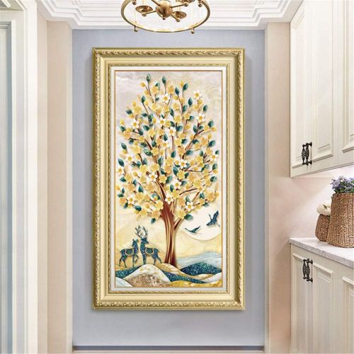  Brand: LucaSng LucaSng Diamant Painting Kit Full Bohrer, Gluecklicher Baum, Diamond Painting Crystal Strass Stickerei Handgemachtes Klebebilder fuer Wohnzimmer (80 x 150 cm)