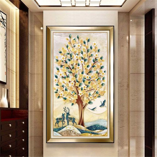  Brand: LucaSng LucaSng Diamant Painting Kit Full Bohrer, Gluecklicher Baum, Diamond Painting Crystal Strass Stickerei Handgemachtes Klebebilder fuer Wohnzimmer (80 x 150 cm)