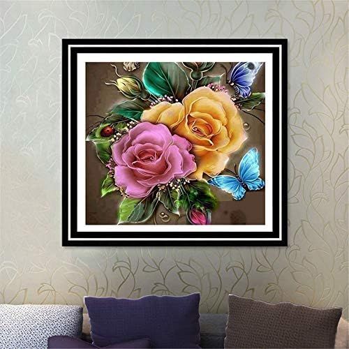  Brand: LucaSng LucaSng 5D DIY Diamond Painting Painting by Numbers Kit Full Round Drill Beads Pictures Supplies Crafts Wall Sticker Decor Elephants - Diamonds Painting Butterflies Roses Flower, 9