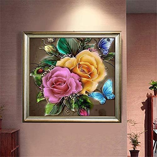  Brand: LucaSng LucaSng 5D DIY Diamond Painting Painting by Numbers Kit Full Round Drill Beads Pictures Supplies Crafts Wall Sticker Decor Elephants - Diamonds Painting Butterflies Roses Flower, 9