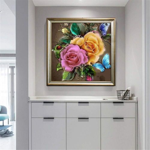  Brand: LucaSng LucaSng 5D DIY Diamond Painting Painting by Numbers Kit Full Round Drill Beads Pictures Supplies Crafts Wall Sticker Decor Elephants - Diamonds Painting Butterflies Roses Flower, 9