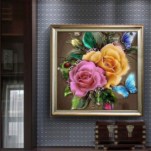  Brand: LucaSng LucaSng 5D DIY Diamond Painting Painting by Numbers Kit Full Round Drill Beads Pictures Supplies Crafts Wall Sticker Decor Elephants - Diamonds Painting Butterflies Roses Flower, 9