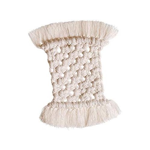  Brand: LucaSng LucaSng Set of 2 Macrame Glass Coasters with Tassel Cotton Rectangular Cup Coasters for Table and Bar Table Decoration Boho Style