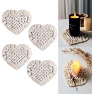 Brand: LucaSng LucaSng Set of 4 Handmade Macrame Coasters, Boho Style Table Decoration, Heart Shaped Macrame Glass Coasters, Placemats, Coffee Drink Beer Cup Mat