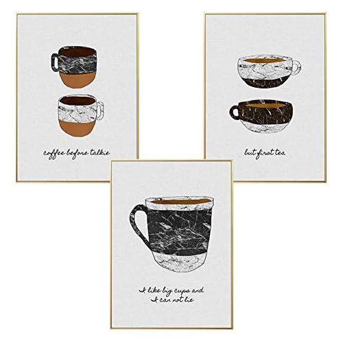  Brand: LucaSng LucaSng Modern Design Poster Set of 3 Illustration Kitchen Picture Wall Art Canvas Print Pictures for Restaurant Cafe without Rhamen, Style D, 20 x 30 cm