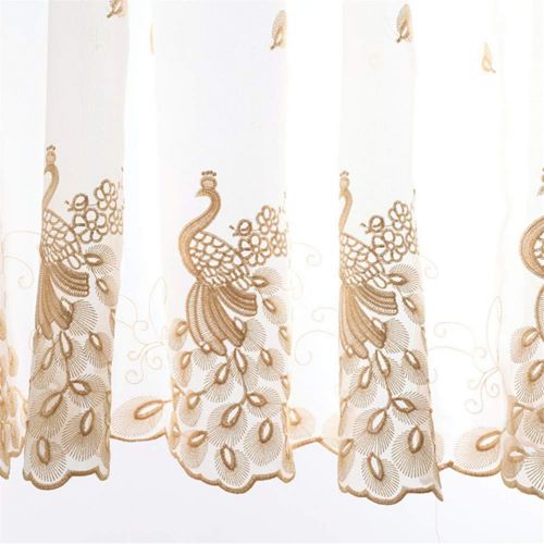  Brand: LucaSng LucaSng Vintage Voile Half Curtain with Peacock Embroidery Pastoral Art Embroidery Bistro Kitchen Curtains Cabinet Curtain