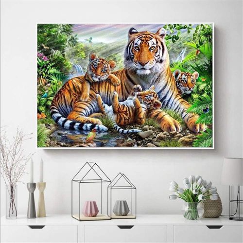  Brand: LucaSng LucaSng 5D Diamond Painting Tiger Rhinestone Hand Crafts Painting DIY Mosaic Picture Crafts Home Decor