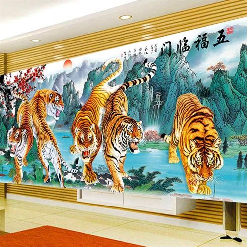  Brand: LucaSng LucaSng DIY 5D Diamond Painting Kits for Adults Full Drill Tiger Diamond Paintings Canvas Wall Art Decor Cross Stitch Crafts for Home Decor (180 x 70 cm)