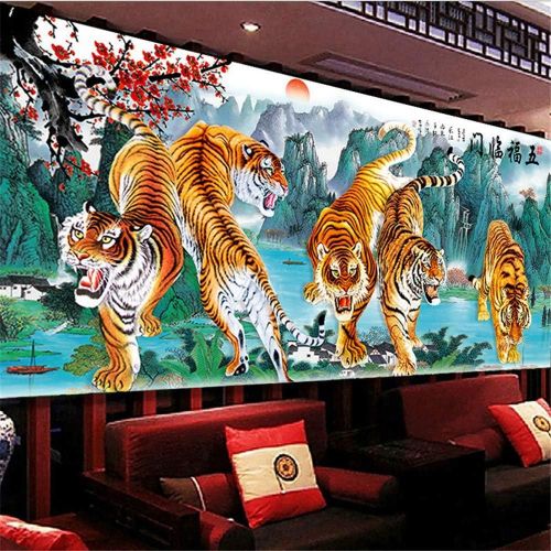  Brand: LucaSng LucaSng DIY 5D Diamond Painting Kits for Adults Full Drill Tiger Diamond Paintings Canvas Wall Art Decor Cross Stitch Crafts for Home Decor (180 x 70 cm)