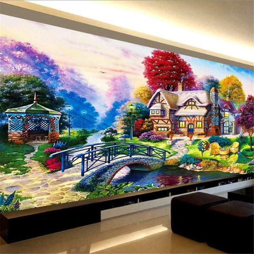  Brand: LucaSng LucaSng 5D DIY Diamant Malerei Stickerei Home Decor Home Dekoration Mosaik Handwerk Kit Landlich Idyllische Landschaft (150 * 60CM)