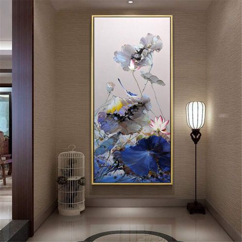  Brand: LucaSng LucaSng DIY Diamond Painting 5D Diamond Painting Lotus Bird Full Drill Diamond Set Crystal Rhinestone Wall Pictures Wall Decoration for Living Room, 40 x 80 cm