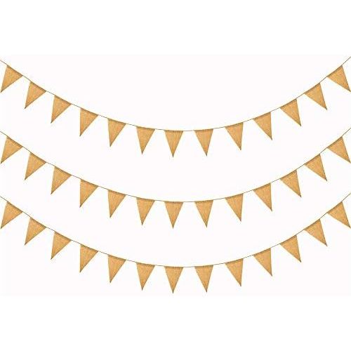  Brand: LucaSng LucaSng 3 Piece Outdoor Bunting 36 Piece Jute Bunting Vintage Wedding Bunting Flags Linen School Decoration for Outdoor Childrens Room Birthday Party Decoration