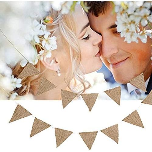  Brand: LucaSng LucaSng 3 Piece Outdoor Bunting 36 Piece Jute Bunting Vintage Wedding Bunting Flags Linen School Decoration for Outdoor Childrens Room Birthday Party Decoration